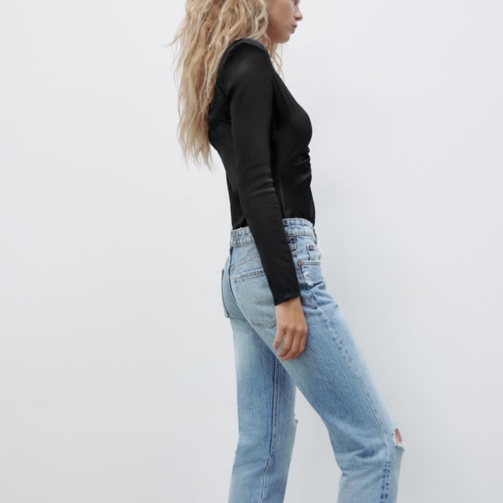 Zara Ruched Satin Effect Bodysuit - Picture 4 of 8